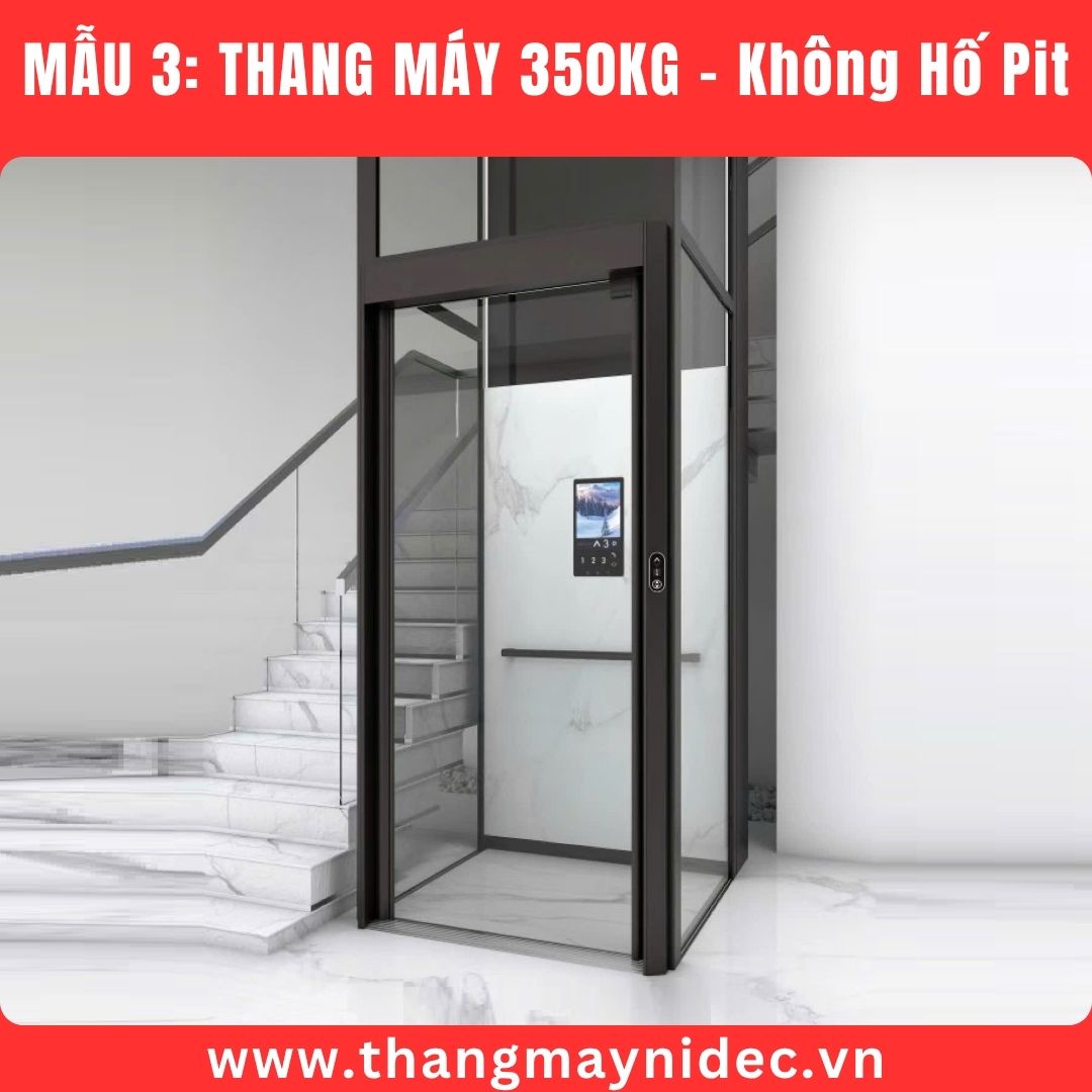thang máy 350kg cửa bản lề, không hố pit
