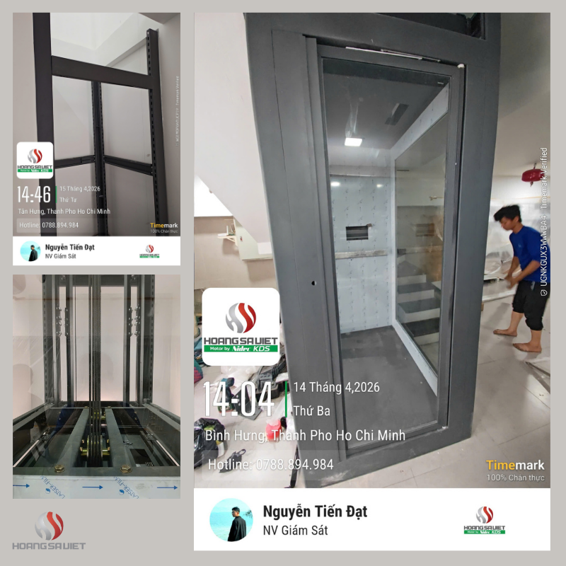 Hình ảnh thực tế thi công thang máy mini