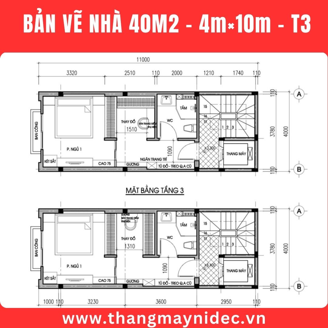 Thang máy gia đình cho nhà 40m2 - tầng 2