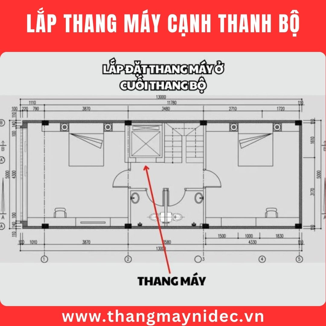 Lắp thang máy cạnh thang bộ