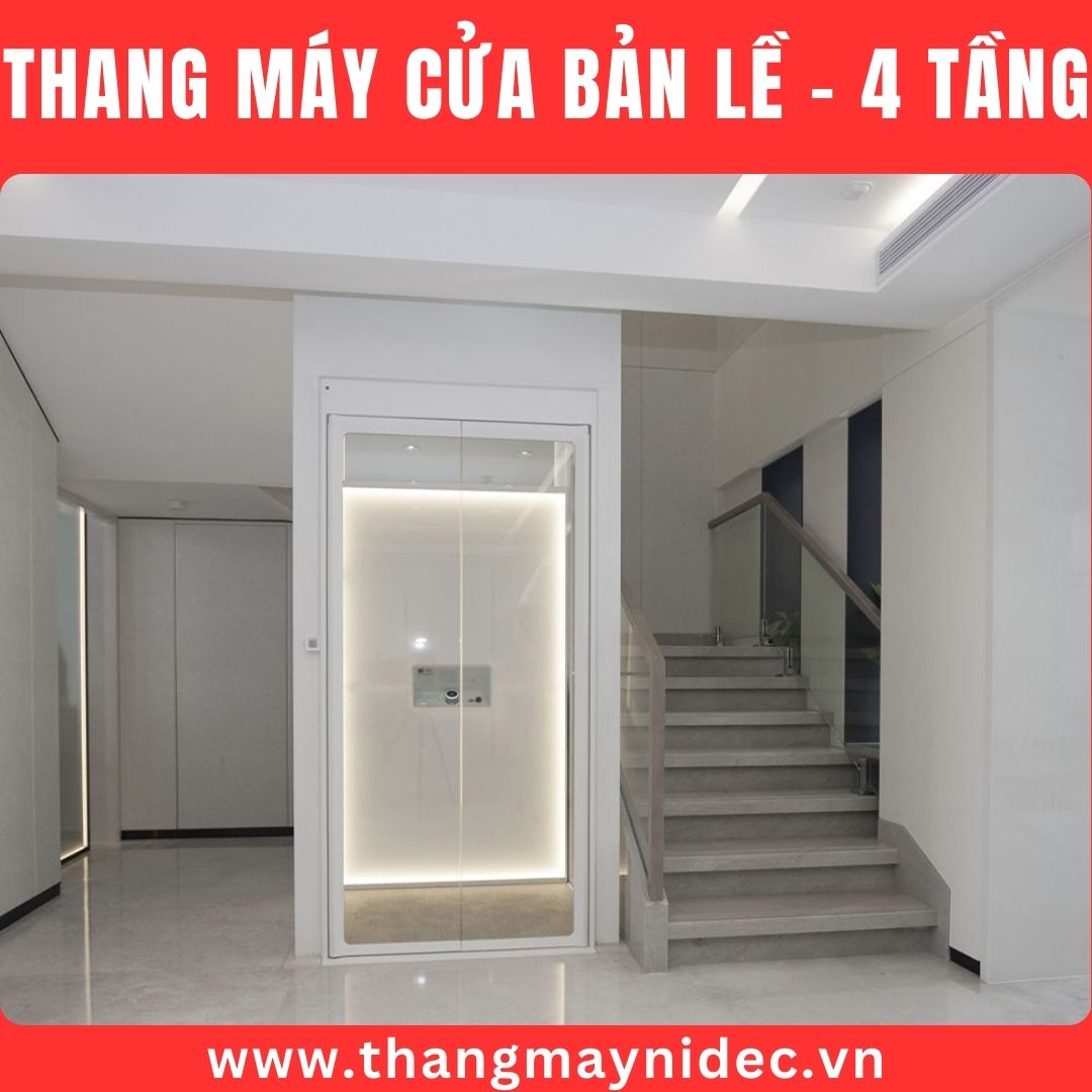 thang máy 4 tầng cửa bản lề tự động