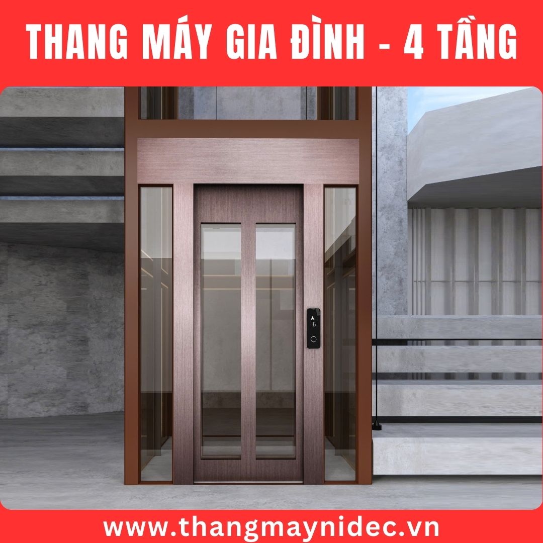 thang máy 4 tầng màu gỗ