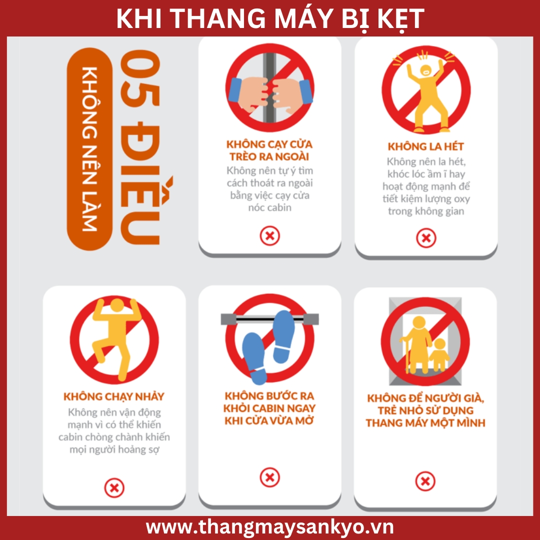 5 điều không nên làm khi gặp tình huống bị kẹt thang máy