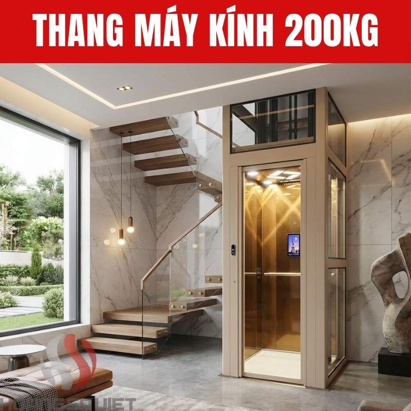 Thang máy vách kính nhỏ nhất 200kg