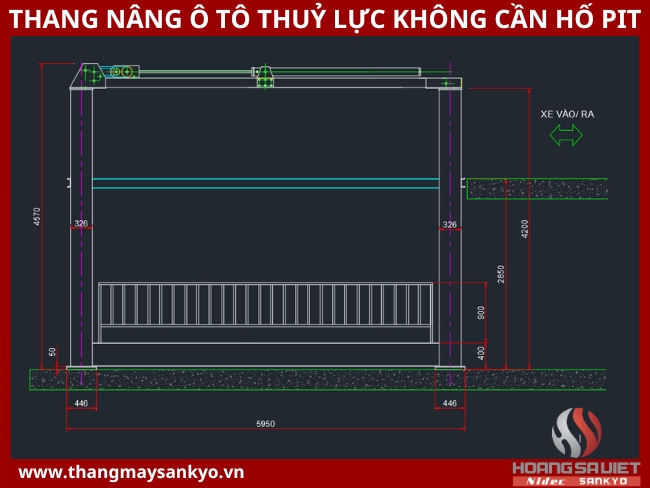 Tham khảo bản vẽ thang nâng ô tô thuỷ lực không cần hố pit
