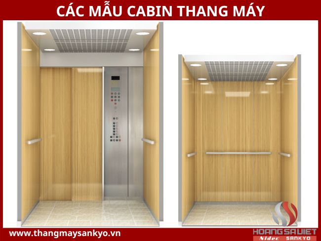 Cabin thang máy hoài cổ với ốp gạch lụa và đèn trang trí