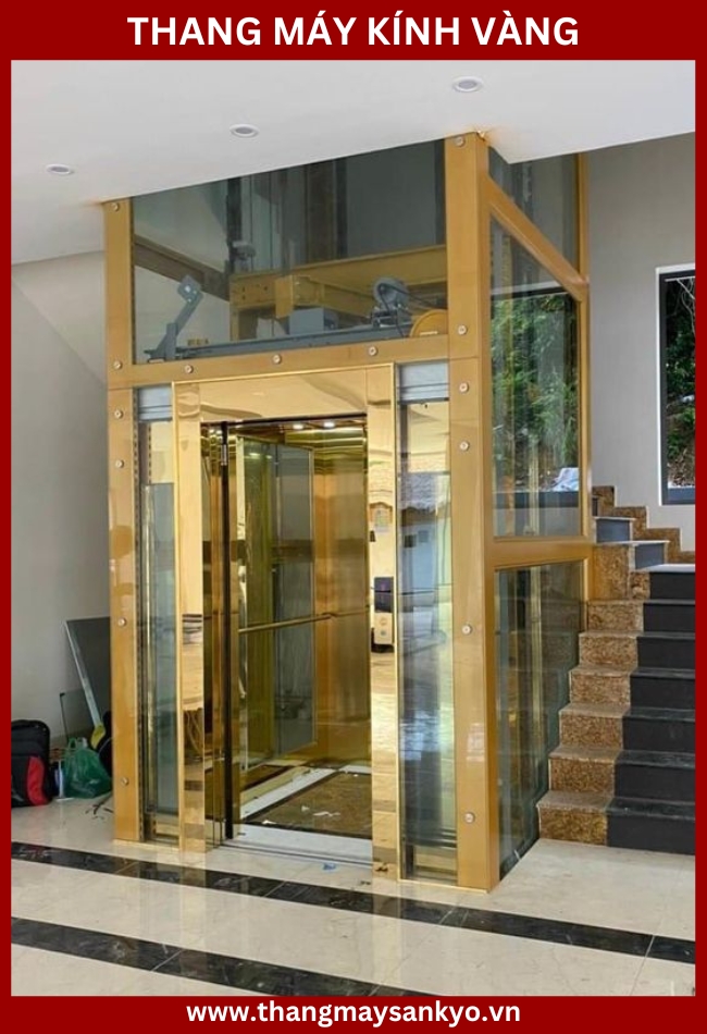 The golden glass elevator model must be designed in harmony with the overall project.