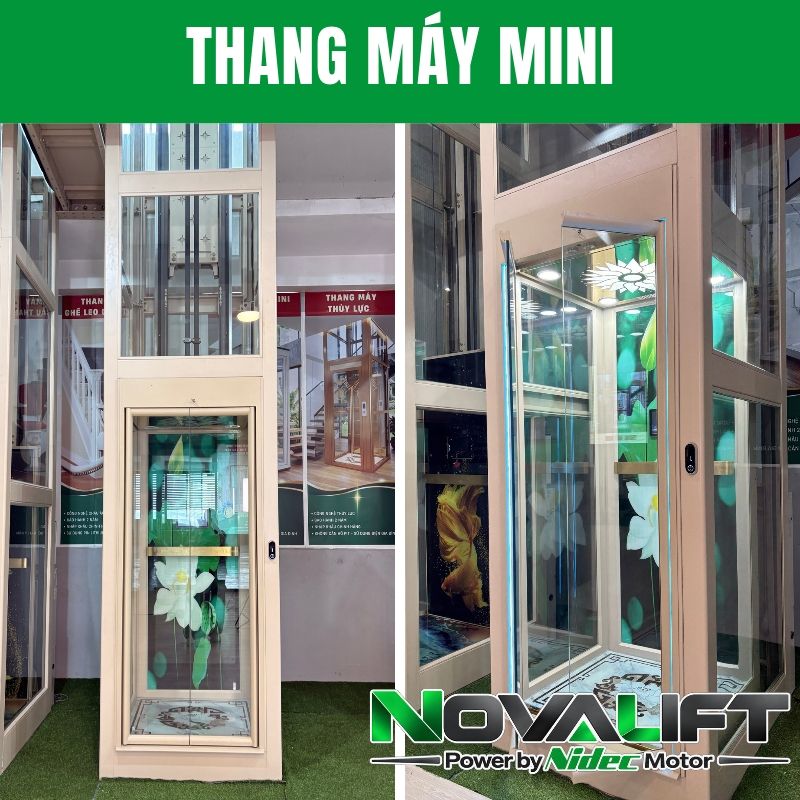 Thang máy mini cửa bản lề mở tự động
