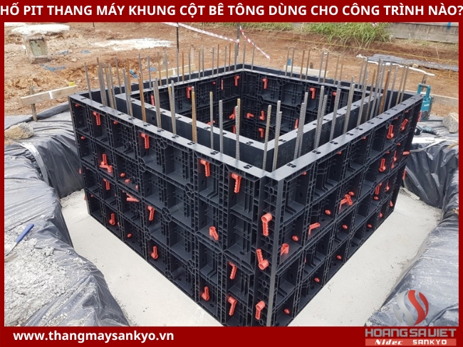 What projects are concrete column frame elevator pits used for?