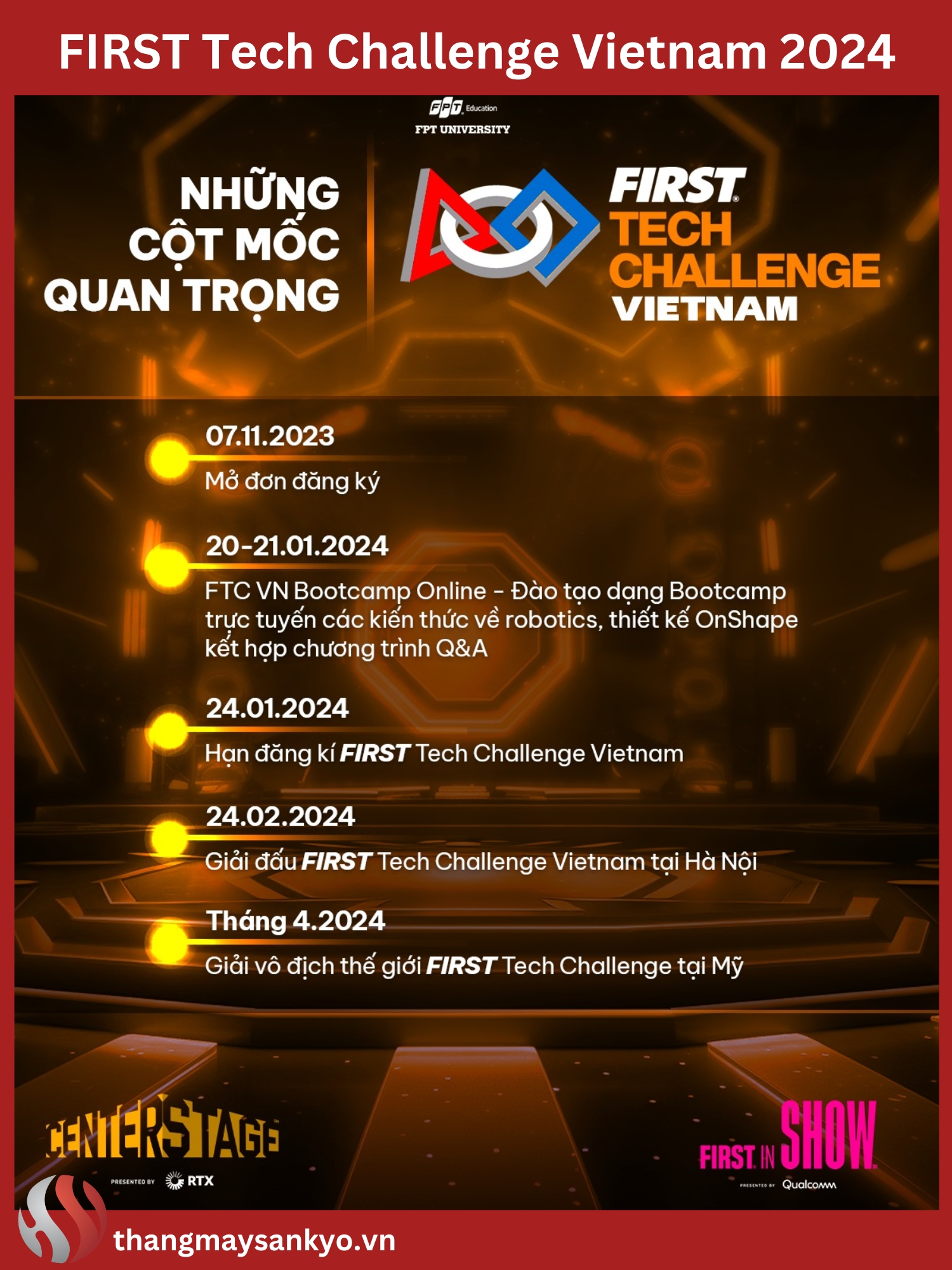 Lịch trình FIRST Tech Challenge Vietnam 2024