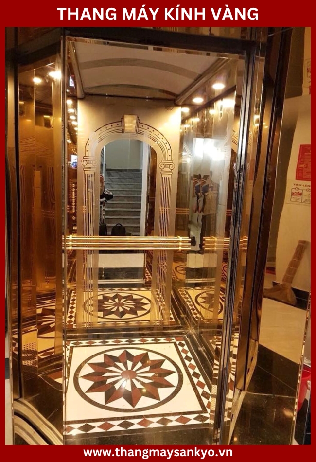 Yellow decorative interior glass elevator model