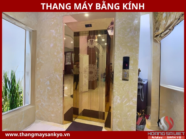 Yellow decorative interior glass elevator model