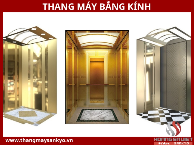 Glass elevator model covered with gold paint