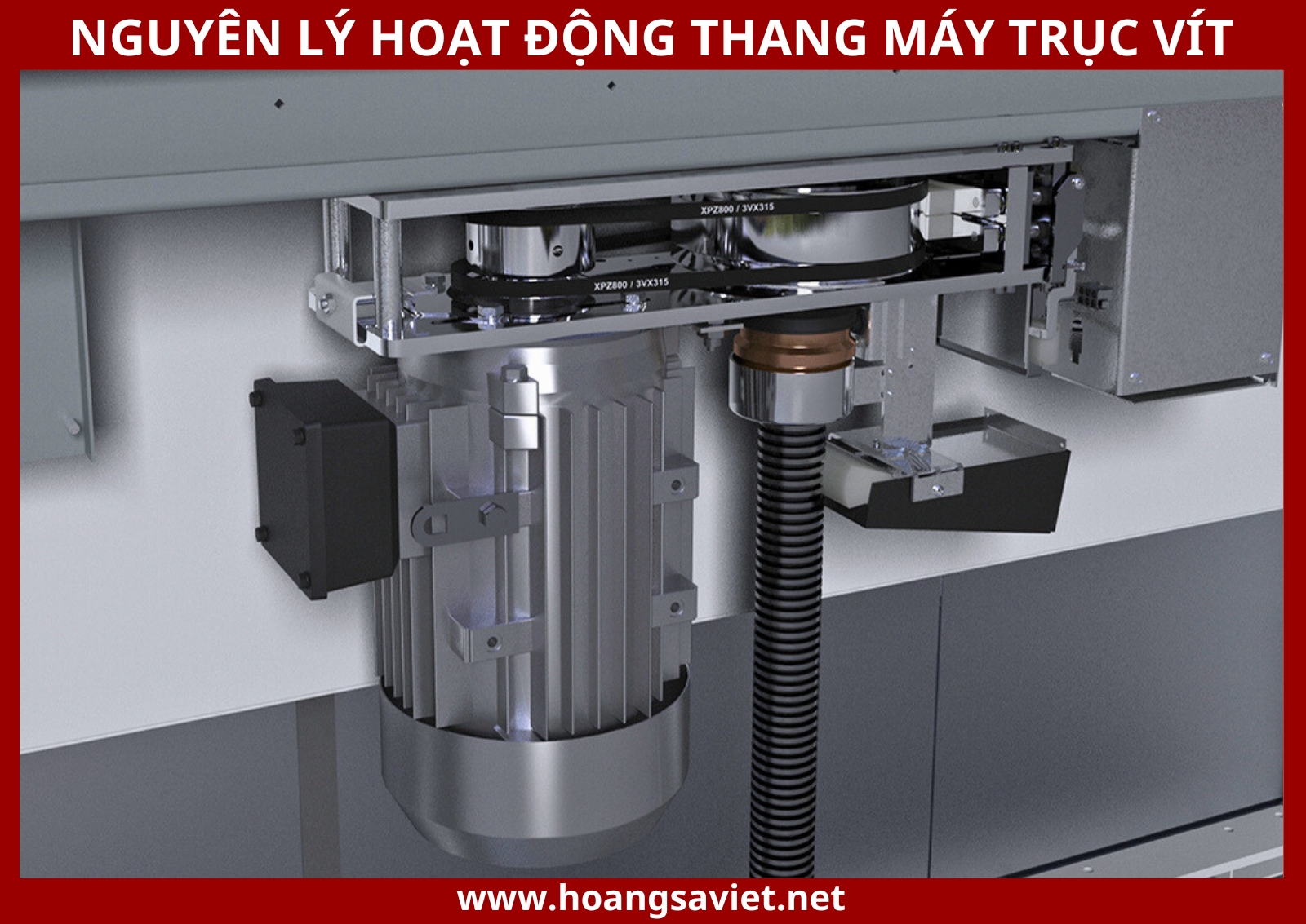 Bộ phận hoạt động của thang máy trục vít
