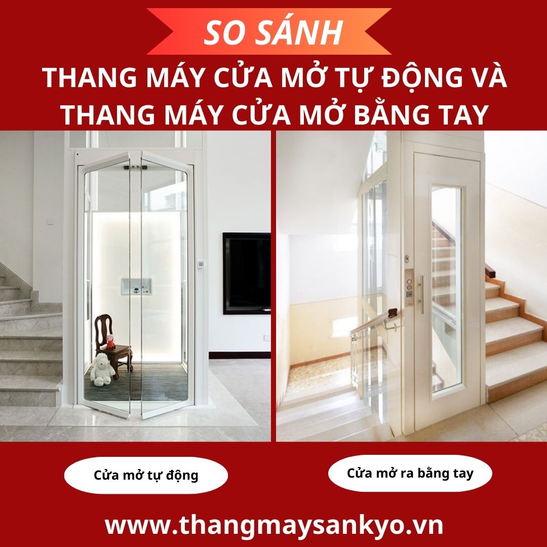 So sánh thang máy cửa mở tự động và thang máy cửa mở bằng tay
