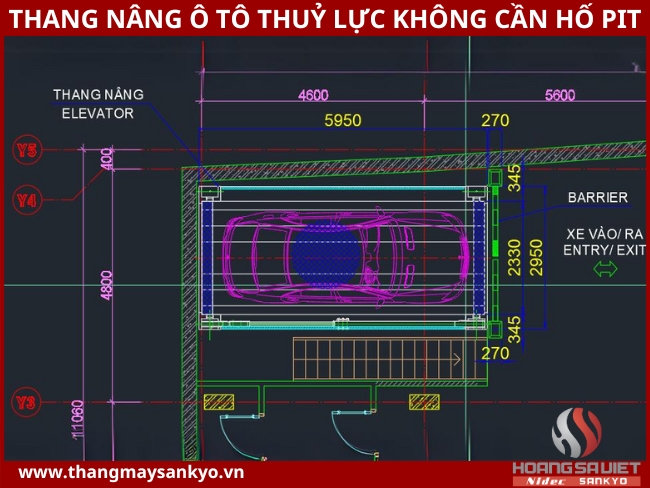 Tham khảo bản vẽ thang nâng ô tô thuỷ lực không cần hố pit