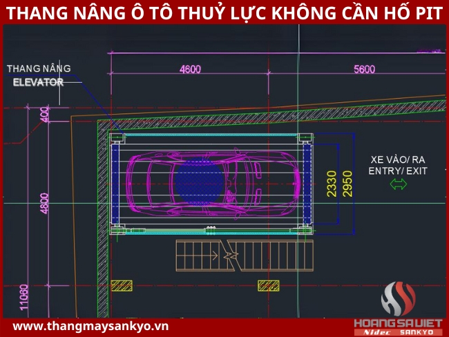Tham khảo bản vẽ thang nâng ô tô thuỷ lực không cần hố pit