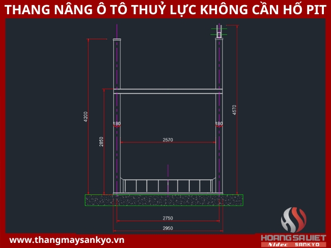Tham khảo bản vẽ thang nâng ô tô thuỷ lực không cần hố pit