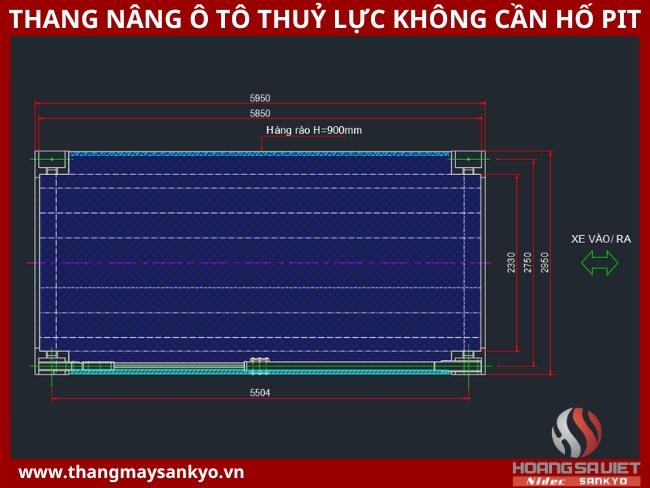 Tham khảo bản vẽ thang nâng ô tô thuỷ lực không cần hố pit
