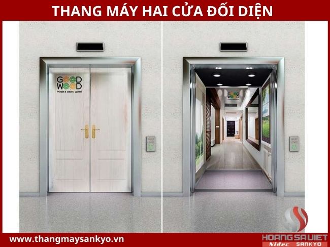 Thang máy 2 cửa đối diện