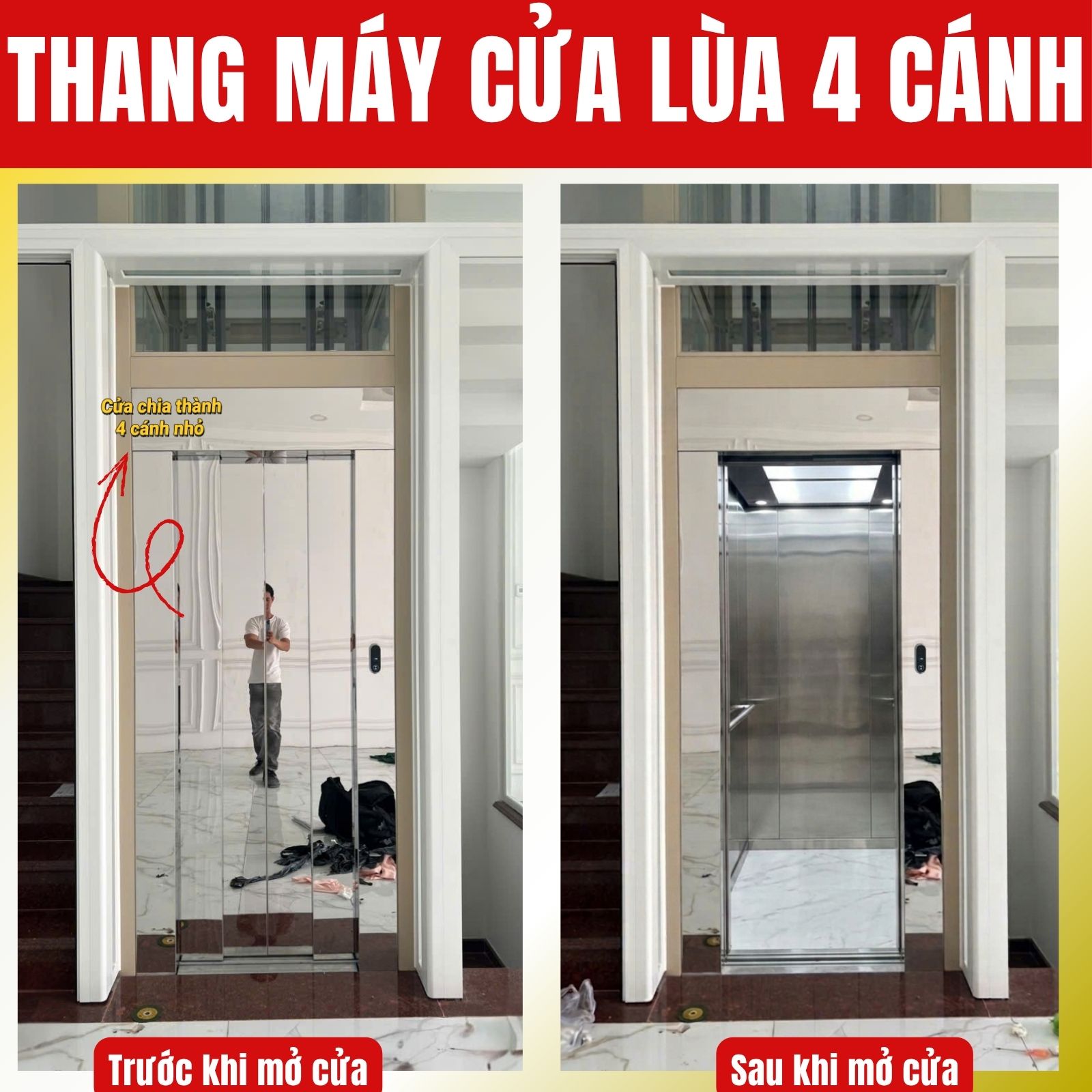 Automatic 4-door sliding elevator