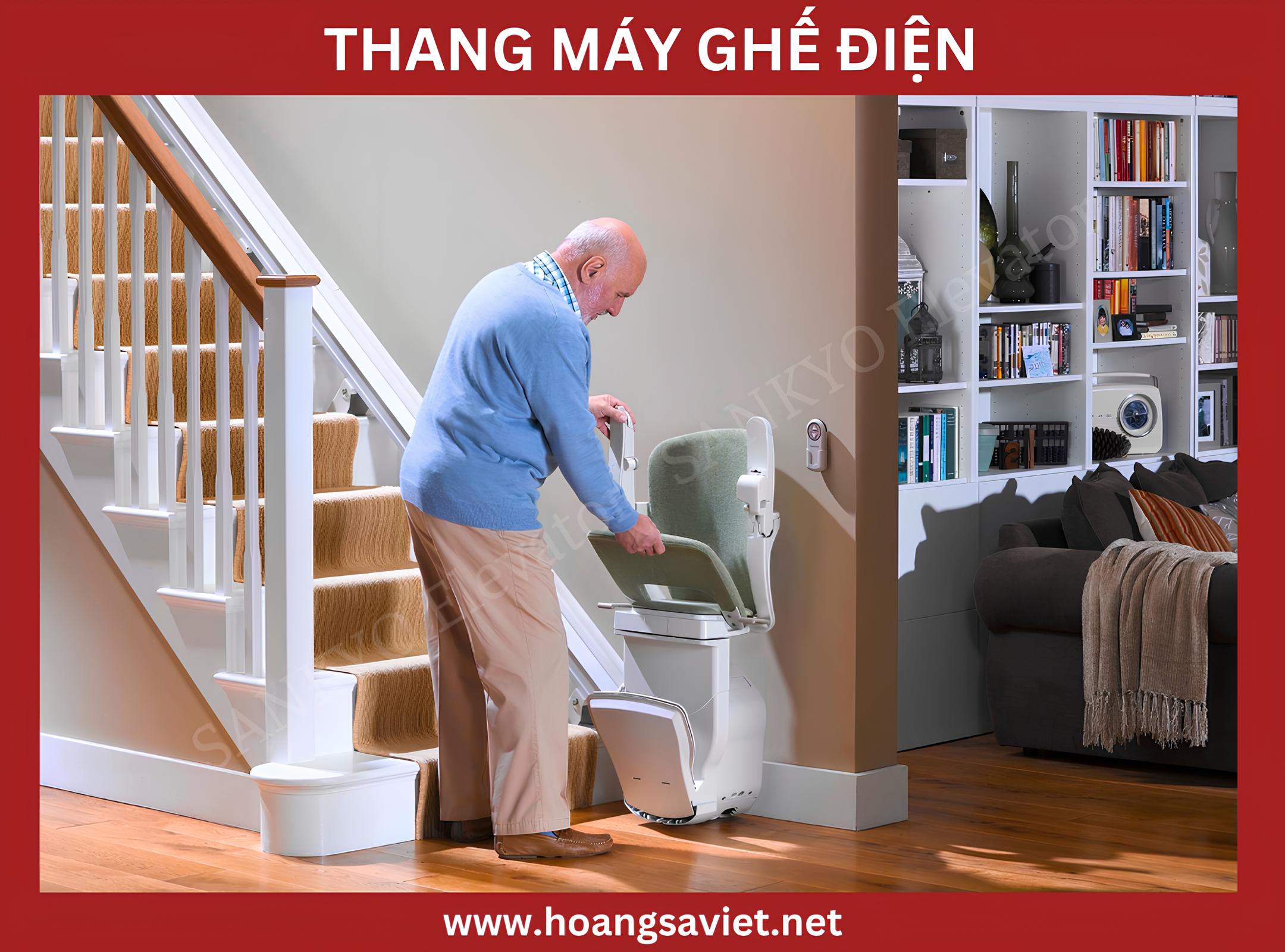 Thang máy ghế điện cho người già dễ dàng sử dụng