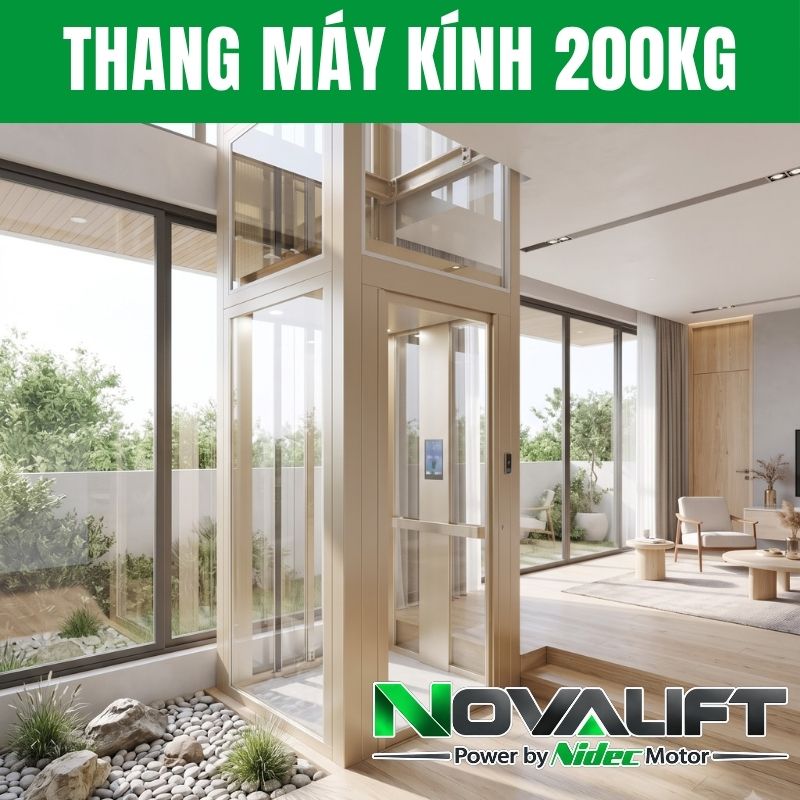 Thang máy vách kính nhỏ nhất 200kg