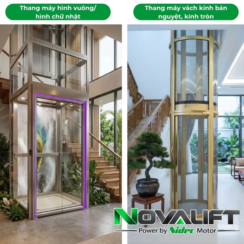 Các mẫu thang máy kính tại Novalife