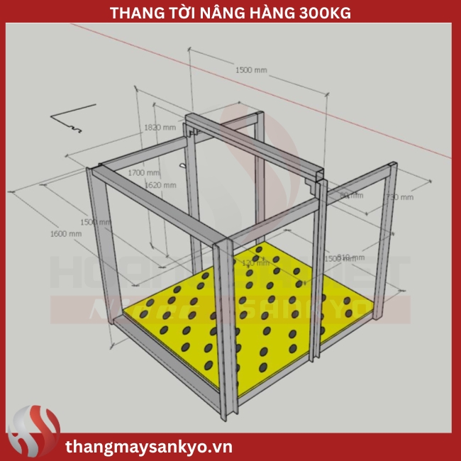 Thang tời nâng hàng 300kg
