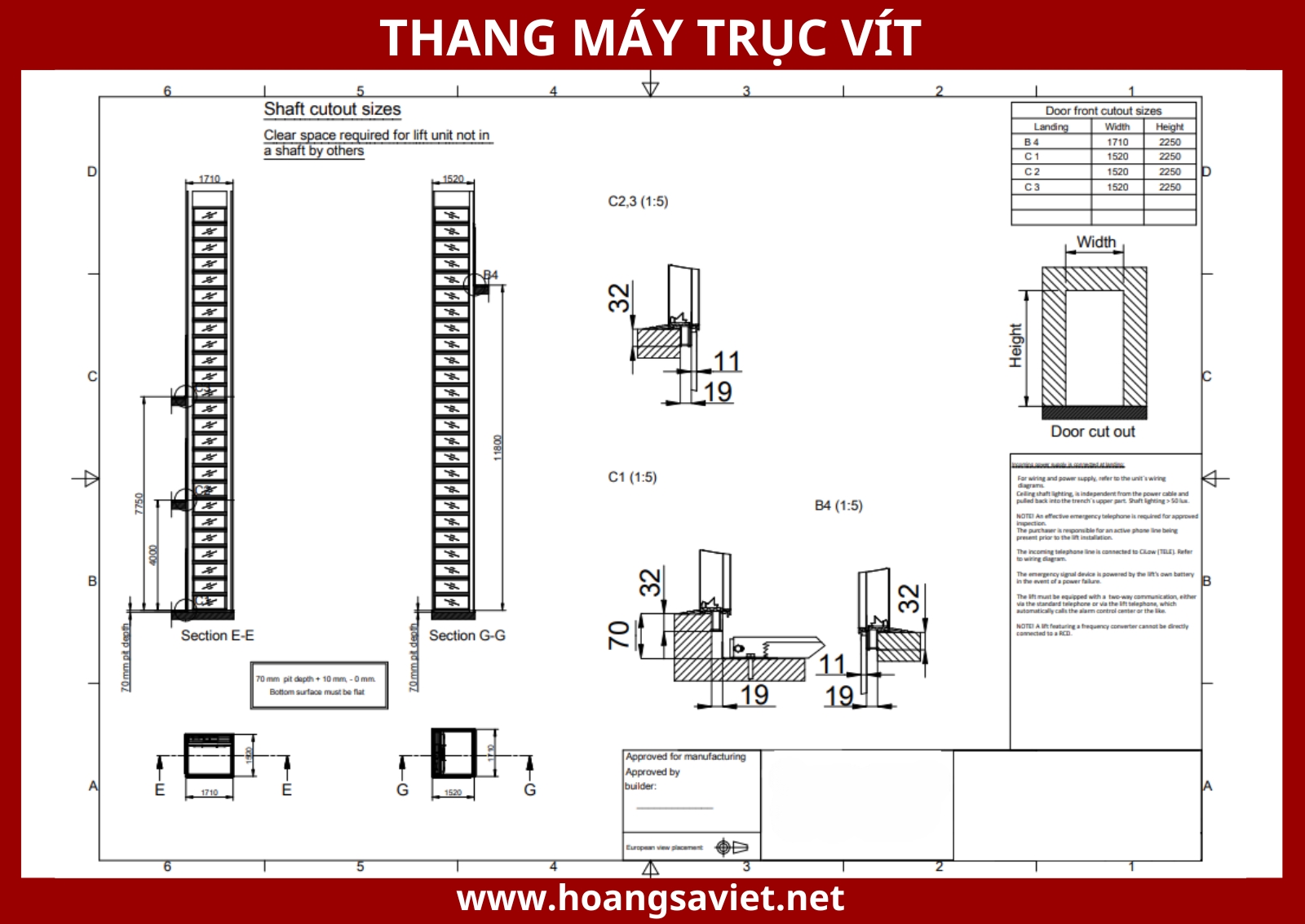 Refer to screw elevator dimensions