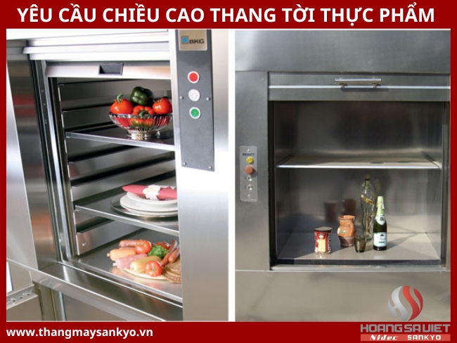 Yêu cầu chiều cao của thang máy tời hàng
